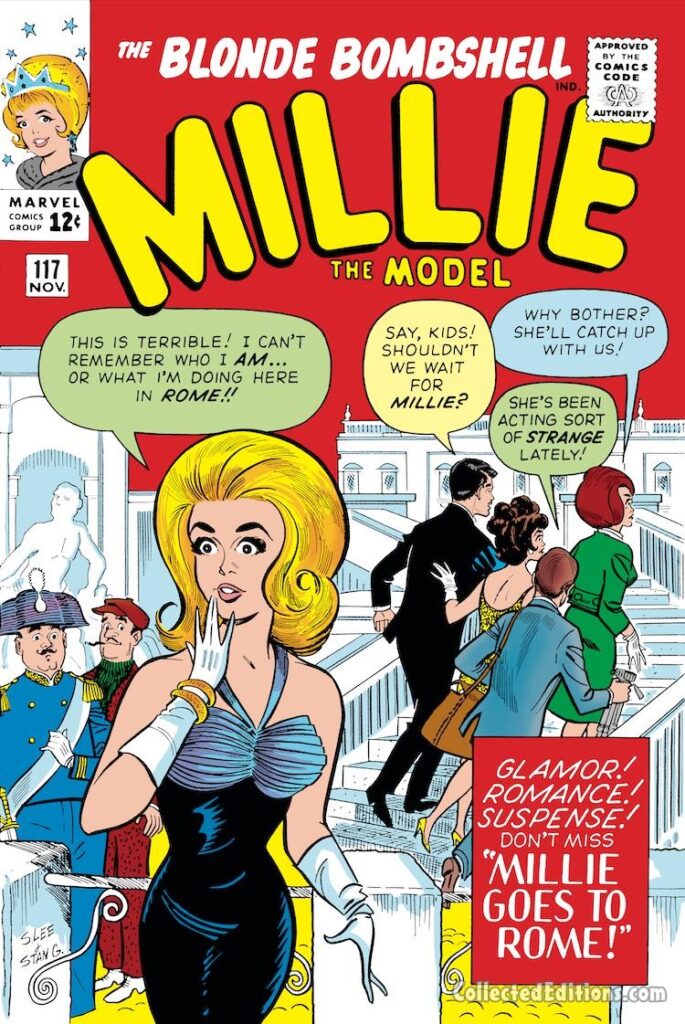 Millie the Model #117 cover; pencils, Stan Goldberg; inks, uncredited; Millie Goes to Rome, Glamor, Romance, Suspense