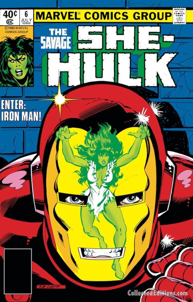 Savage She-Hulk #6 cover; pencils and inks, Bob Layton; Iron Man