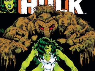 Savage She-Hulk #8 cover; pencils and inks, Michael Golden; Man-Thing