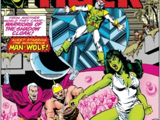 Savage She-Hulk #13 cover; pencils, Mike Vosburg; inks, Al Milgrom; John Jameson/Man-Wolf