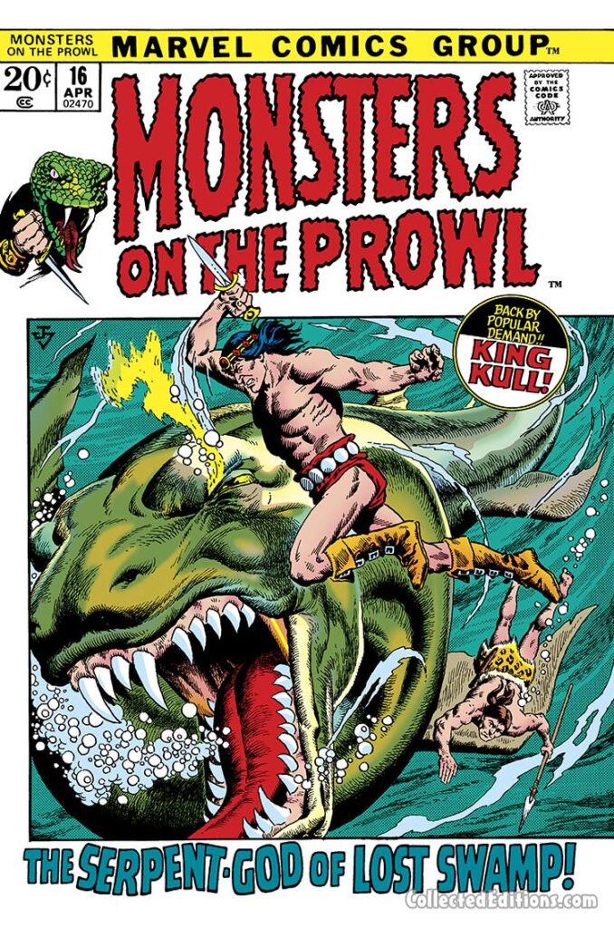 Monsters on the Prowl #16 cover; pencils and inks, John Severin; King Kull, The Serpent-God of Lost Swamp