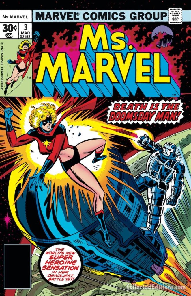 Ms. Marvel #3 cover; pencils, Al Milgrom; inks, Joe Sinnott; Doomsday Man, Carol Danvers, Captain Marvel