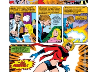 Ms. Marvel #5, pg. 4; pencils, Jim Mooney; inks, Joe Sinnott; Carol Danvers, Captain Marvel, Mar-Vell, origin, Kree, Woman Magazine