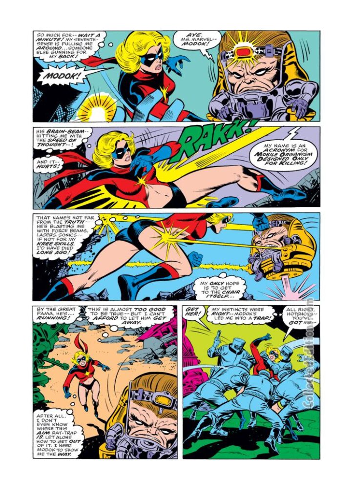 Ms. Marvel #7, pg. 13; pencils, Jim Mooney; inks, Joe Sinnott, Carol Danvers, Captain Marvel, MODOK