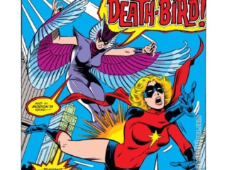 Ms. Marvel #9, pg. 1; pencils, Keith Pollard; inks, Joe Sinnott; First appearance, origin, Call Me Death-Bird, Deathbird, Kree, Shi'ar, Captain Marvel, Carol Danvers, Chris Claremont, splash page