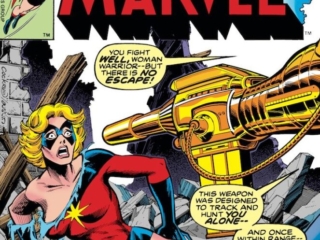 Ms. Marvel #17 cover; pencils, Dave Cockrum; inks, Terry Austin; Centurion, Captain Marvel, Carol Danvers