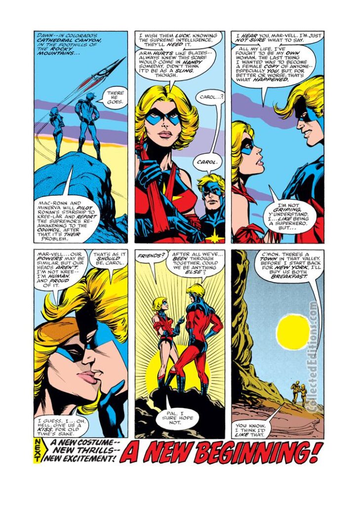 Ms. Marvel #19, pg. 17; pencils, Carmine Infantino; inks, Bob McLeod; Captain Marvel, Carol Danvers, Mar-Vell