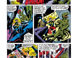 Ms. Marvel #21, pg. 9; pencils, Dave Cockrum; inks, Al Milgrom; Haemon, Carol Danvers, Captain Marvel