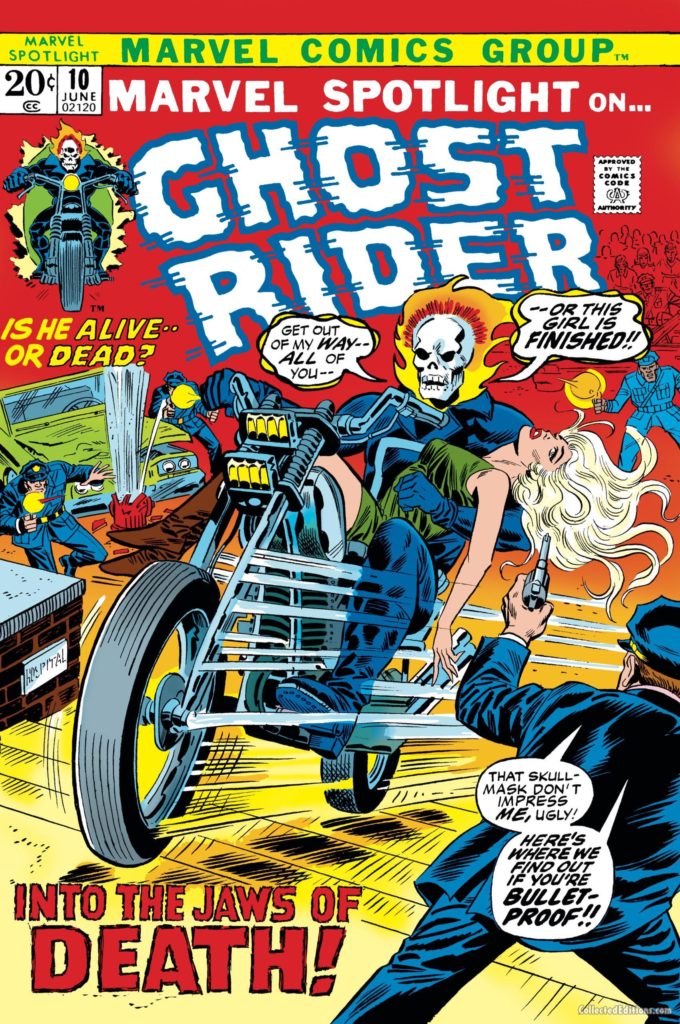 Marvel Spotlight #10 cover; pencils, Herb Trimpe; inks, Frank Giacoia; Ghost Rider
