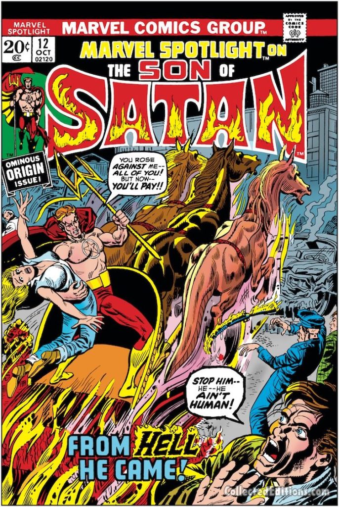 Marvel Spotlight #12 cover; pencils and inks, Herb Trimpe; Son of Satan/Daimon Hellstrom/Ghost Rider