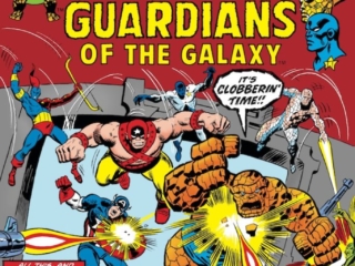 Marvel Two-In-One #5 cover; pencils, John Buscema; Thing/Guardians of the Galaxy/Captain America