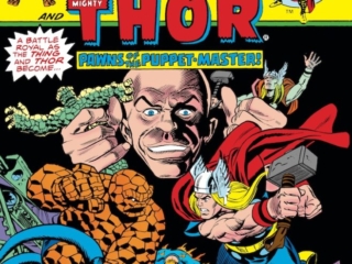 Marvel Two-In-One #9 cover; pencils, Gil Kane; inks, Frank Giacoia; Thing/Thor/Puppet master
