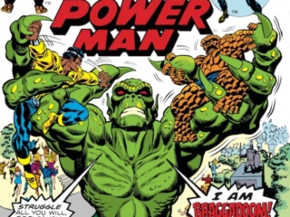 Marvel Two-In-One #13 cover; pencils, Ron Wilson; inks, Frank Giacoia Marvel Two-In-One #13 cover; pencils, Ron Wilson; Thing/Luke Cage/Power Man/Braggadoom