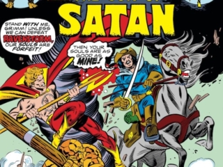 Marvel Two-In-One #14 cover; pencils, Gil Kane; inks, Joe Sinnott Marvel Two-In-One #14 cover; pencils, Gil Kane; Thing/Son of Satan/Daimon Hellstrom