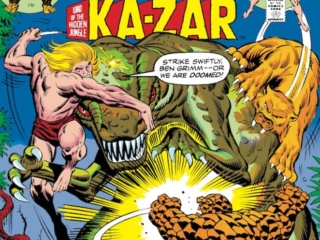 Marvel Two-In-One #16 cover; pencils, Ron Wilson; inks, Frank Giacoia Marvel Two-In-One #16 cover; pencils, Ron Wilson; Thing/Ka-Zar