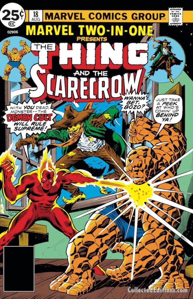 Marvel Two-In-One #18 cover; pencils, Ron Wilson; Thing/Scarecrow