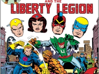 Marvel Two-In-One #20 cover; pencils, Jack Kirby; inks, Frank Giacoia; alterations, John Romita, Sr. Marvel Two-In-One #20 cover; pencils, Jack Kirby; Thing/Liberty Legion