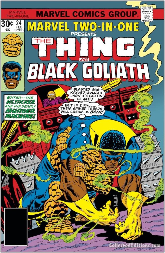 Marvel Two-In-One #24 cover; pencils, Ron Wilson; Thing/Black Goliath/Bill Foster/Giant-Man