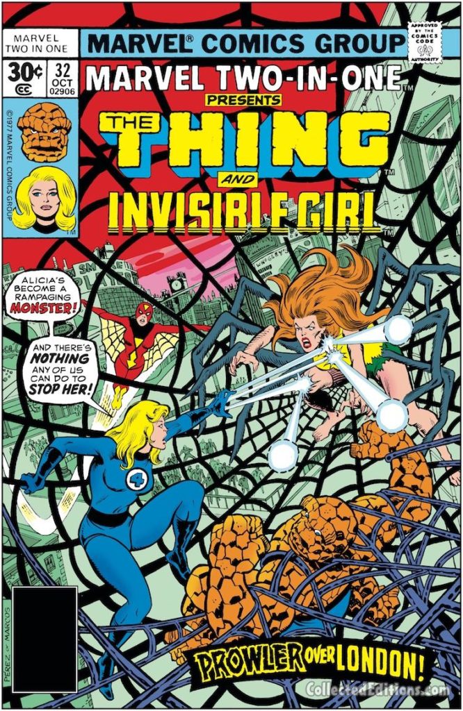 Marvel Two-In-One #32 cover; pencils, George Pérez; Thing/Invisible Girl/Invisible Woman