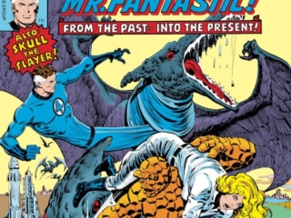 Marvel Two-In-One #36 cover; pencils and inks, Ernie Chan, Thing/Mister Fantastic/dinosaurs