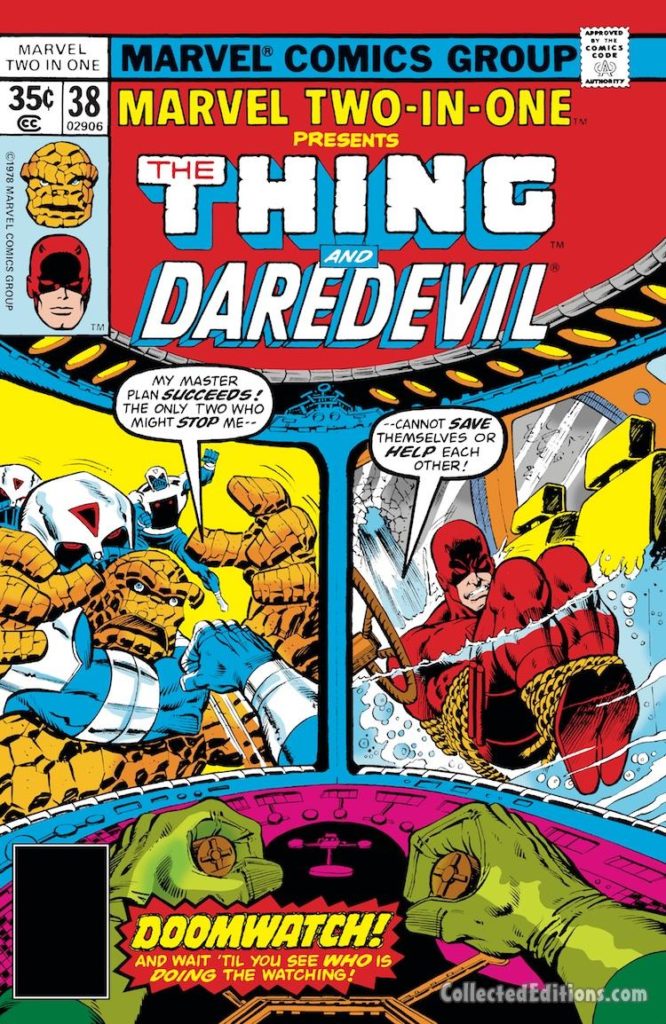 Marvel Two-In-One #38 cover; pencils, Ron Wilson; inks, Joe Rubinstein; Daredevil/Thing