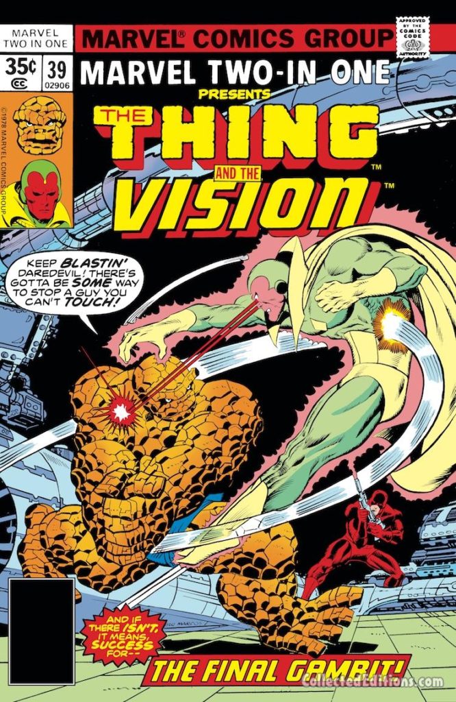 Marvel Two-In-One #39 cover; pencils, Ron Wilson; Thing/The Vision