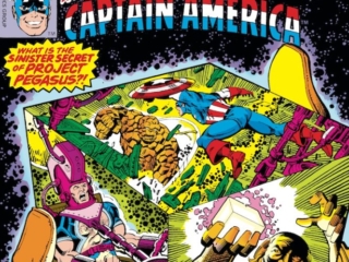Marvel Two-In-One #42 cover; pencils, George P&eacute;rez; inks, Terry Austin; Thing/Captain America/Cosmic CCube