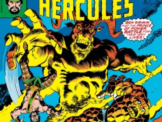 Marvel Two-In-One #44 cover; pencils and inks, Bob Hall; The Thing/Hercules/Manduu