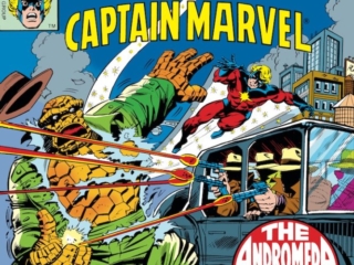 Marvel Two-In-One #45 cover; pencils, Ron Wilson; inks, Bob Layton; The Thing/Captain Marvel/Mar-Vell