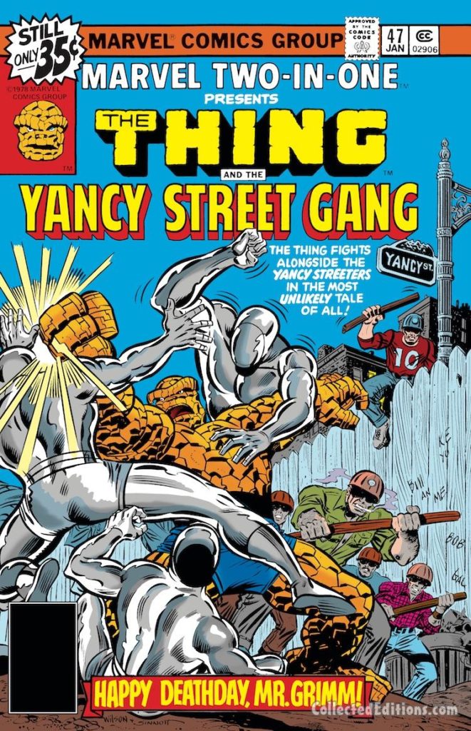 Marvel Two-In-One/Yancy Street Gang and Thing #47 cover; pencils, Ron Wilson; inks, Joe Sinnott