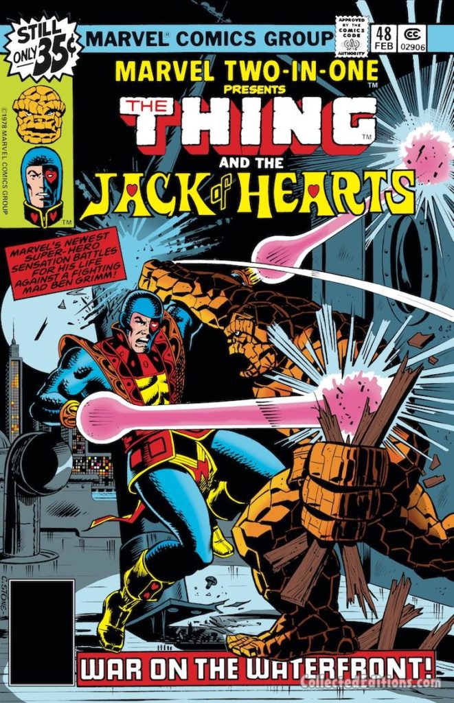 Marvel Two-In-One/Jack of Hearts and Thing #48 cover; pencils and inks, Chic Stone