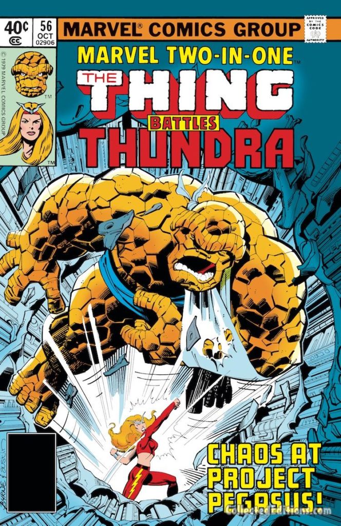 Marvel Two-In-One/Thing and Thundra #56 cover; pencils, John Byrne; inks, Terry Austin