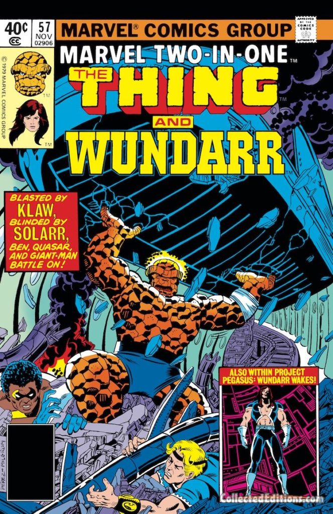 Marvel Two-In-One/Thing and Wundarr #57 cover; pencils, George Pérez; inks, Al Milgrom
