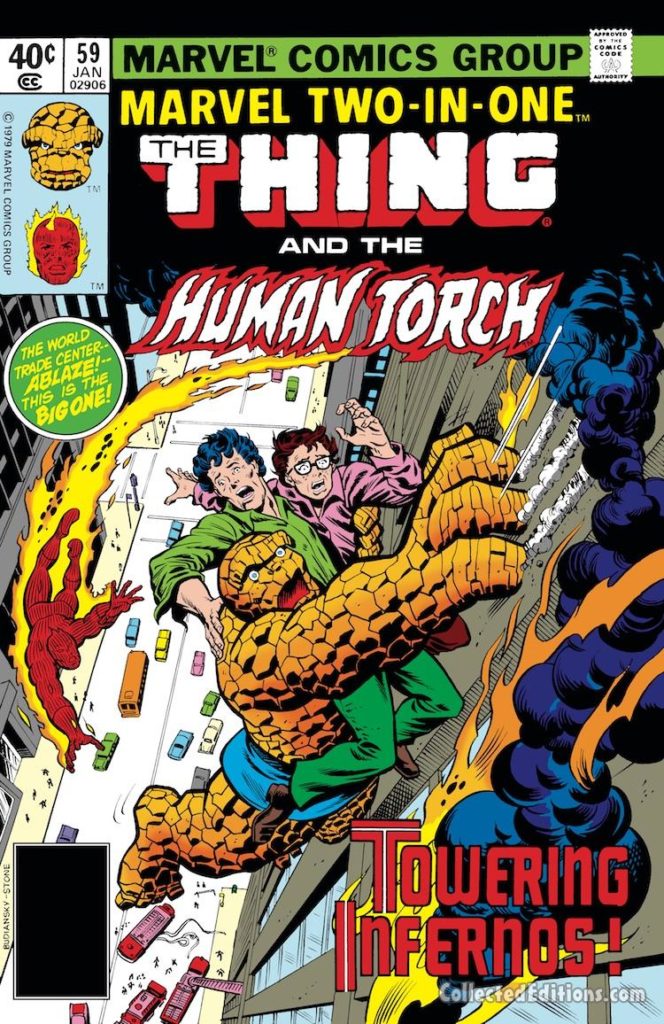Marvel Two-In-One/Thing and Human Torch #59 cover; pencils, Bob Budiansky; inks, Chic Stone