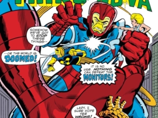 Marvel Two-In-One Annual #3 cover; pencils, uncredited; inks, Pablo Marcos; The Thing/Nova/The Monitors