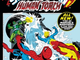 Marvel Team-Up #1 cover; pencils, Gil Kane; Spider-Man/Human Torch/Sandman