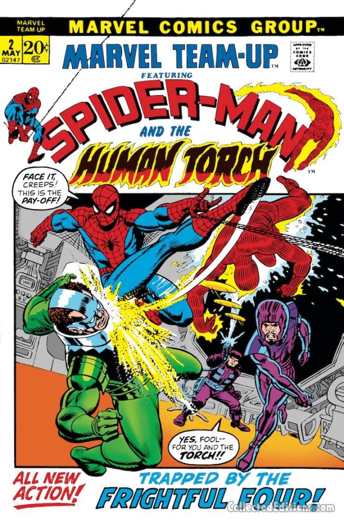 Marvel Team-Up #2 cover; pencils, Gil Kane; Spider-Man/Human Torch/Wizard/Sandman