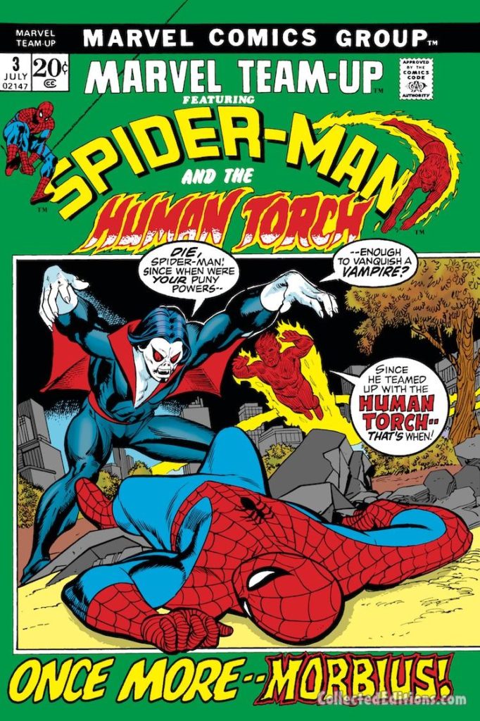 Marvel Team-Up #3 cover; pencils, Gil Kane; Morbius/Spider-Man/Human Torch