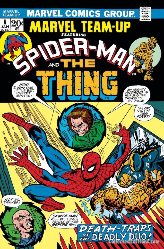 Marvel Team-Up #6 cover; pencils, Gil Kane; Spider-Man/The Thing/Mad Thinker