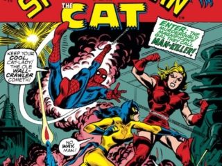 Marvel Team-Up #8 cover; pencils and inks, Jim Mooney; Spider-Man/The Cat/Hellcat/Patsy Walker/Man-Killer