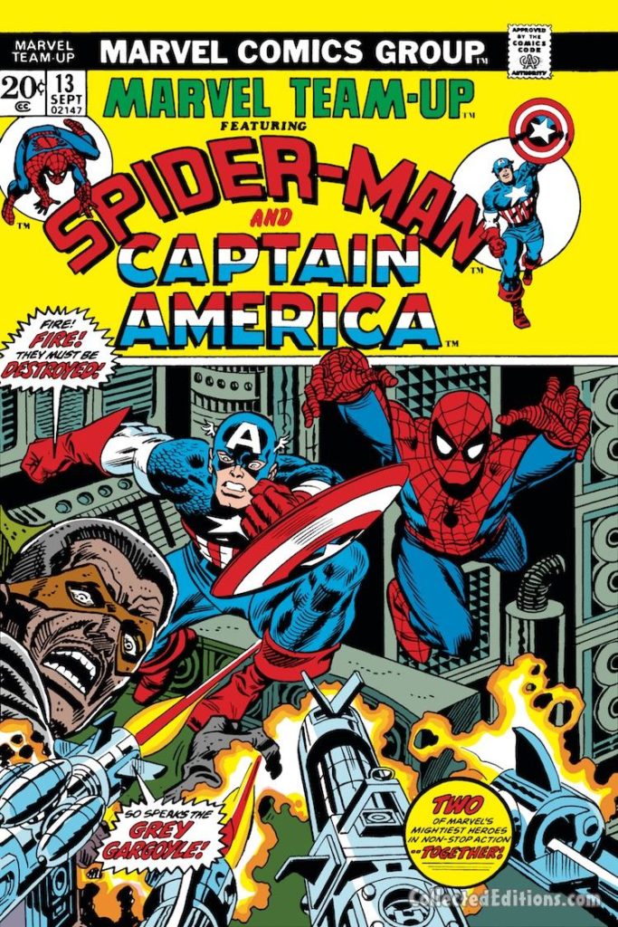 Marvel Team-Up #13 cover; pencils, Gil Kane; inks, John Romita Sr.; Spider-Man/Captain America