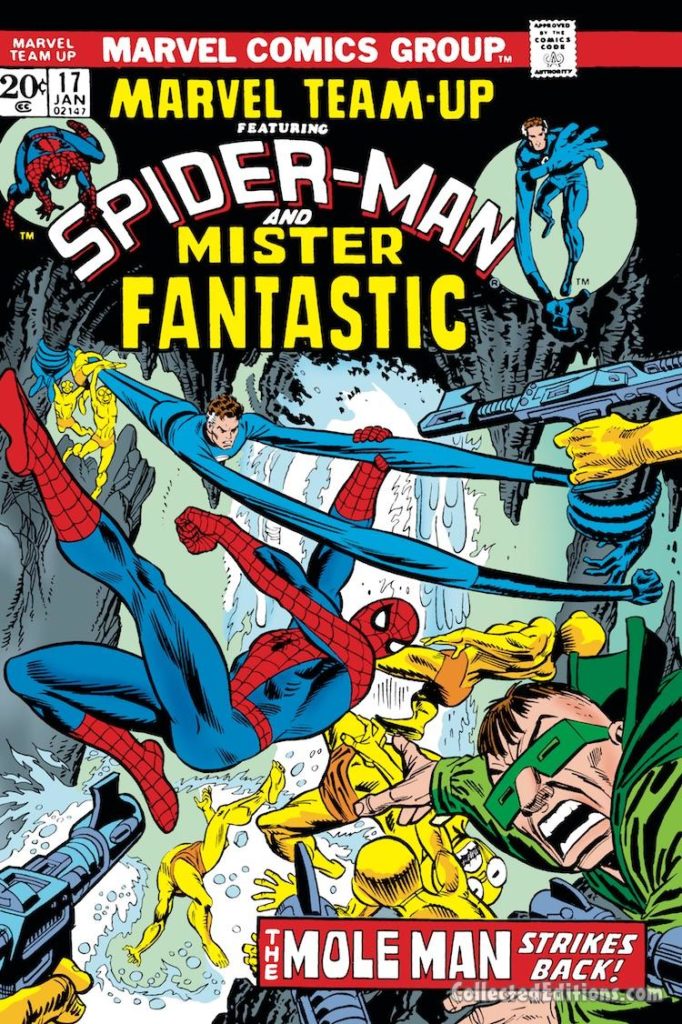 Marvel Team-Up #17 cover; pencils, Gil Kane; Spider-Man/Mister Fantastic/Mole Man