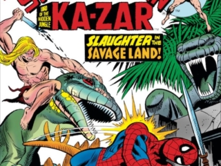 Marvel Team-Up #19 cover; pencils, Gil Kane; Spider-Man/Ka-Zar/Stegron