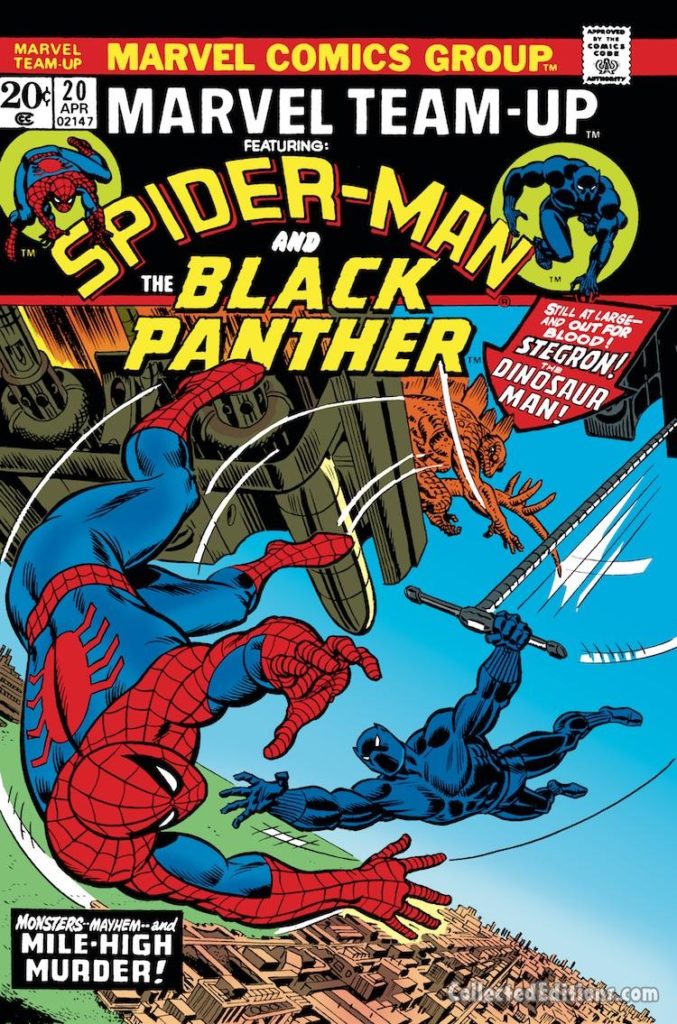 Marvel Team-Up #20 cover; pencils, Gil Kane; Spider-Man/Black Panther/Stegron
