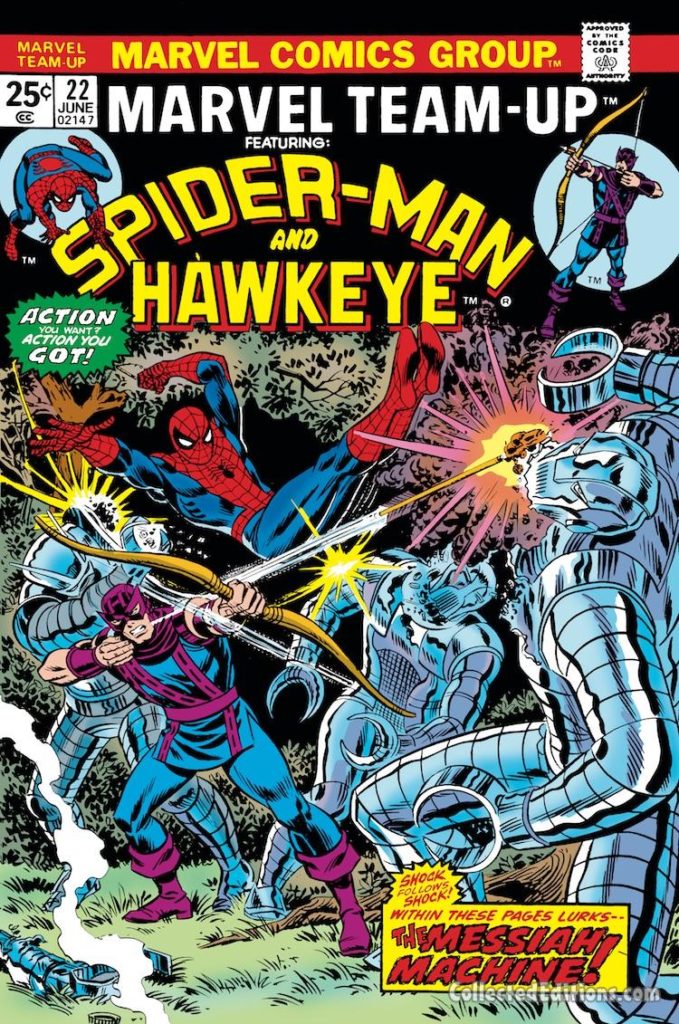 Marvel Team-Up #22 cover; pencils and inks, John Romita Sr. Spider-Man/Hawkeye
