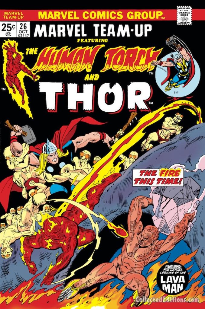 Marvel Team-Up #26 cover; pencils, Gil Kane; inks, Mike Esposito; Human Torch/Thor