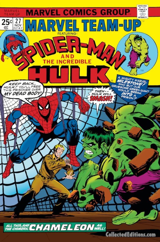 Marvel Team-Up #27 cover; pencils and inks, Jim Starlin; Spider-Man/Incredible Hulk