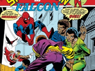 Marvel Team-Up #30 cover; pencils, Gil Kane; inks, Frank Giacoia; Spider-Man/Falcon