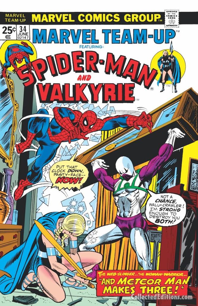 Marvel Team-Up #34 cover; pencils, Gil Kane; Spider-Man/Valkyrie/Meteor Man