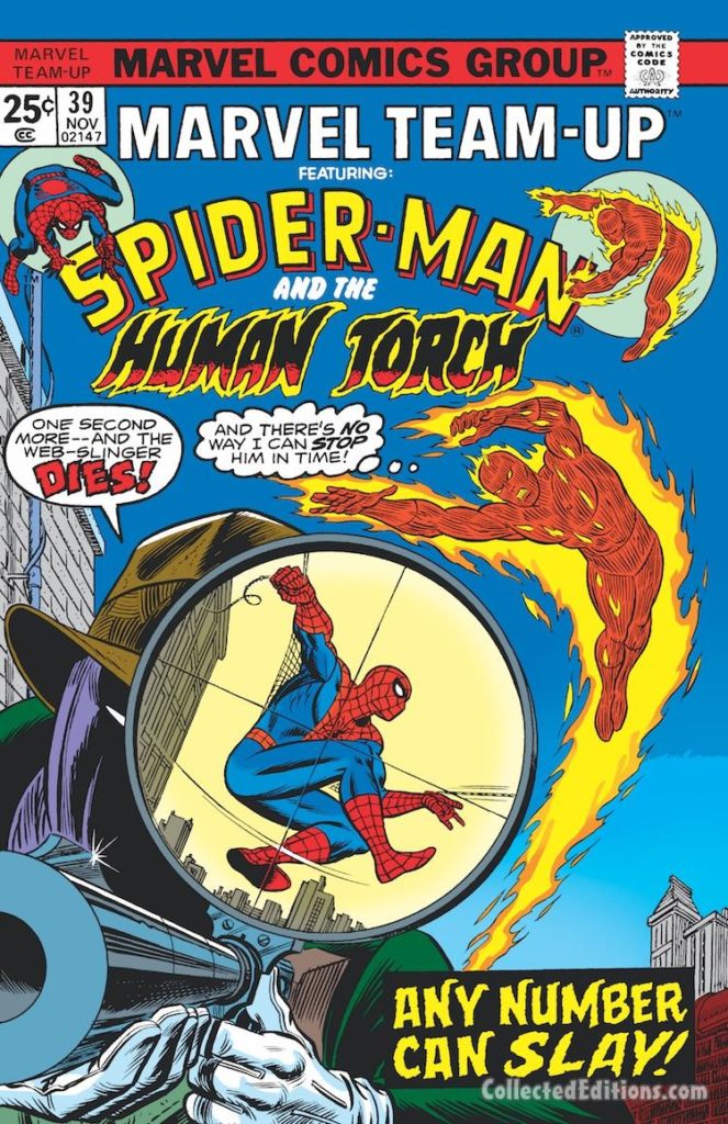 Marvel Team-Up #39 cover; pencils and inks, John Romita Sr.; Spider-Man/Human Torch